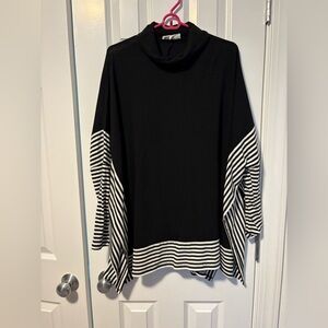Black and White Striped Poncho